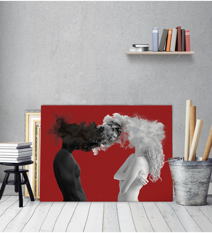 Πίνακας σε Καμβά : Surealism Couple Smoke