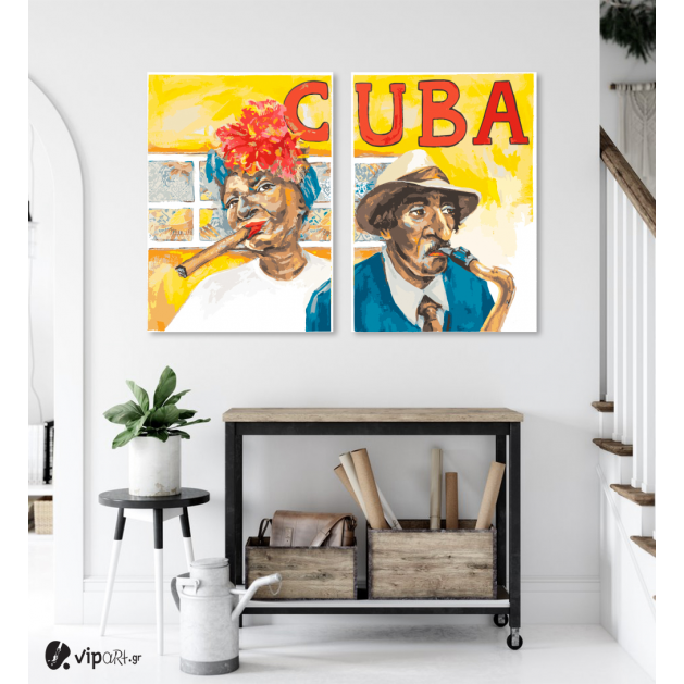 Σύνθεση με πίνακες Καμβάδες : Art of Cuban people  - 2 Τεμάχια 70x 50