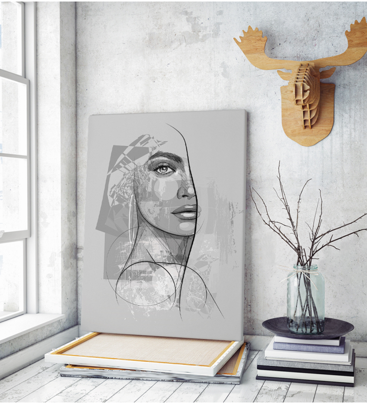 Πίνακας σε Καμβά : Young Woman in Sketch