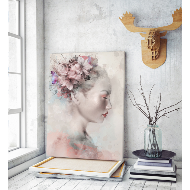 Πίνακας σε Καμβά : Flower head lady