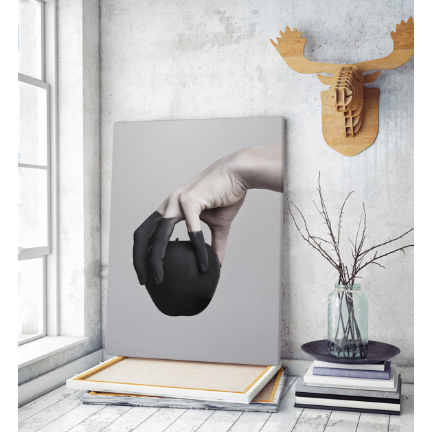 Πίνακας σε Καμβά : Black Apple Minimalistic Art