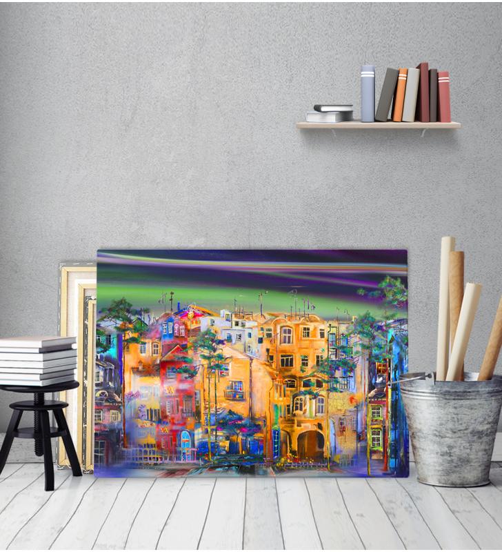 Πίνακας σε Καμβά : Colorful Abstract Town Canvas