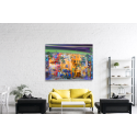 Πίνακας σε Καμβά : Colorful Abstract Town Canvas