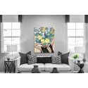 Πίνακας σε Καμβά : Lady With Blue Yellow and Orange Flowers