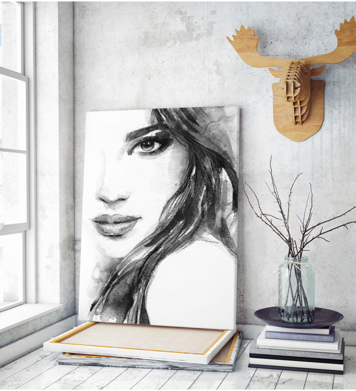 Πίνακας σε Καμβά : Abstract Woman Portrait Watercolor