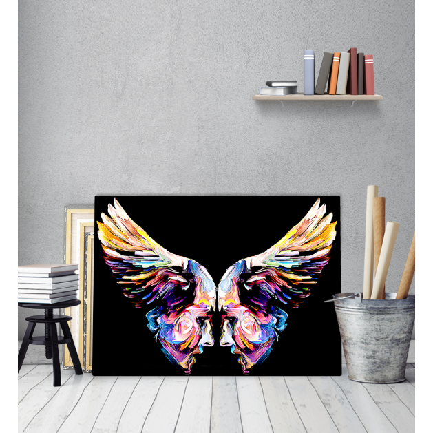 Πίνακας σε Καμβά : Abstract Colorful Wings - Faces