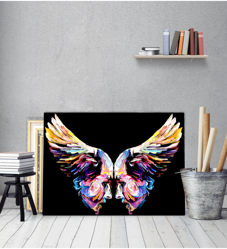 Πίνακας σε Καμβά : Abstract Colorful Wings - Faces