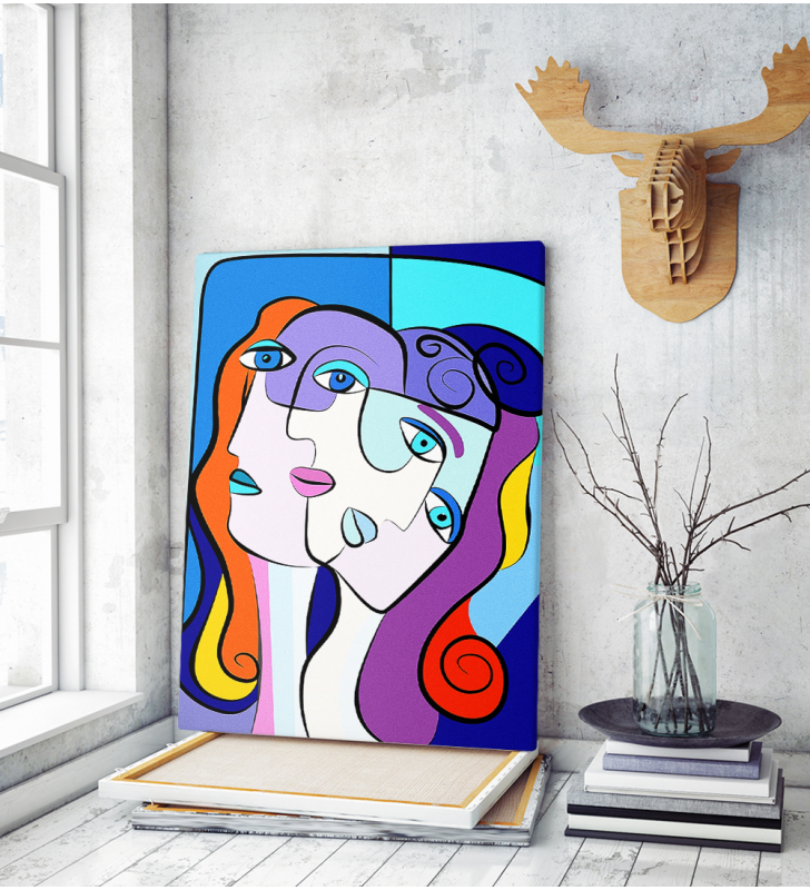 Πίνακας σε Καμβά :  cubism colorful painting
