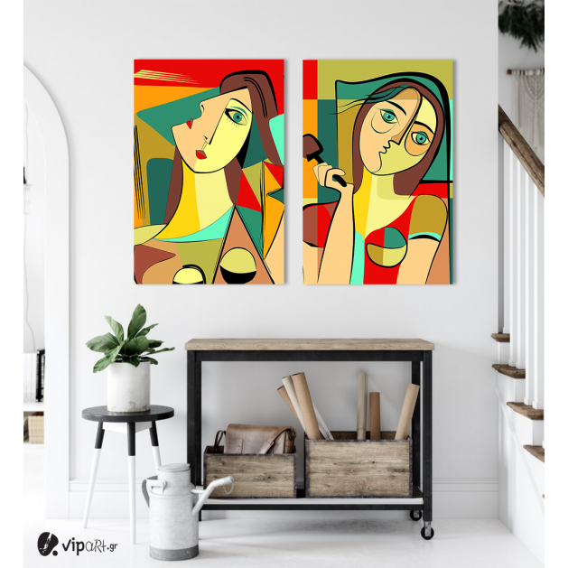 Σύνθεση με πίνακες Καμβάδες : Cubism Art - 2 Τεμάχια 70x50