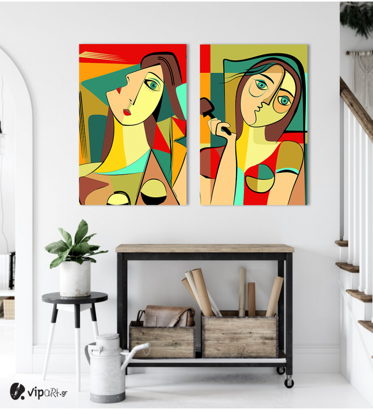 Σύνθεση με πίνακες Καμβάδες : Cubism Art - 2 Τεμάχια 70x50