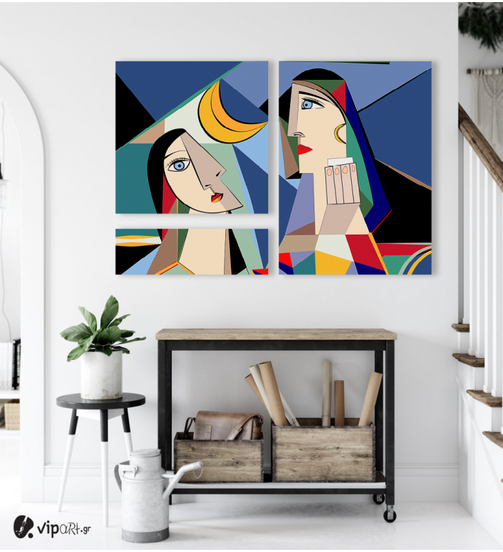 Σύνθεση Με Πίνακες Καμβάδες 105x70- 3 Τεμάχια - Cubism Art Col