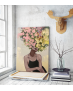 Πίνακας σε Καμβά :  Floral Woman Portrait Pink and Yellow Tones