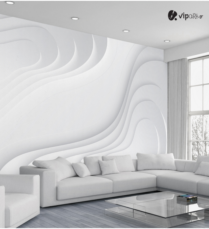Αυτοκόλλητη Ταπετσαρία Τοίχου 3d : white minimal