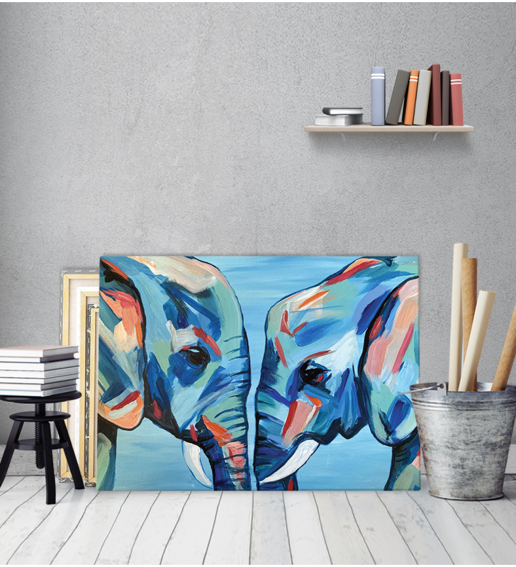 Πίνακας σε Καμβά :  Blue Elephant Love