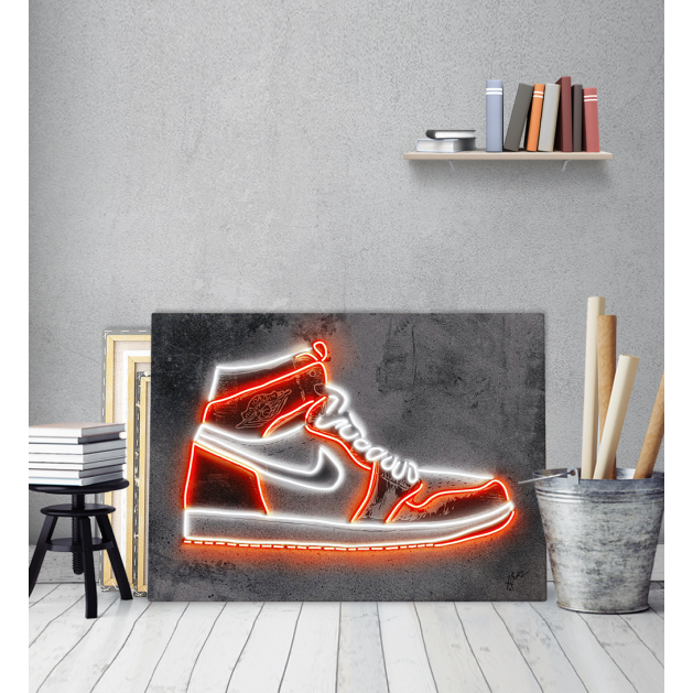 Πίνακας σε Καμβά :Jordan Sneaker Neon Art