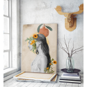 Πίνακας σε Καμβά : Nude Tone Woman Canvas with Flowers