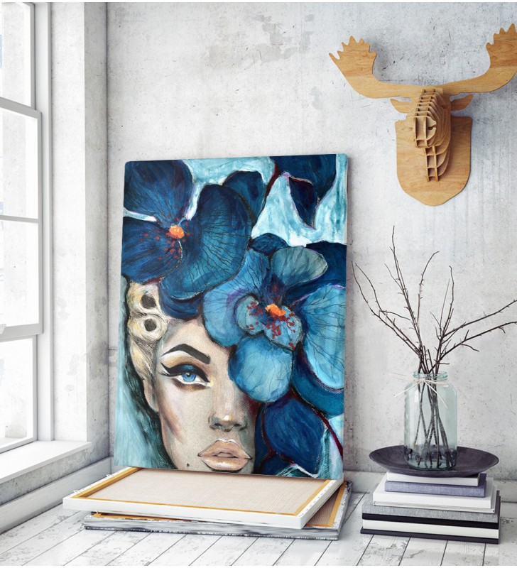 Πίνακας σε Καμβά : Blue Orchid Woman Portrait
