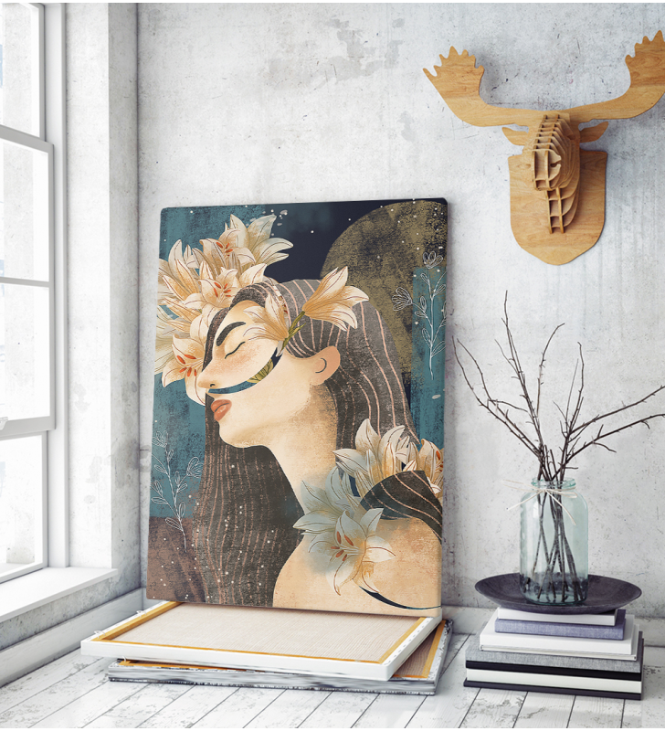 Πίνακας σε Καμβά : Floral Girl Art