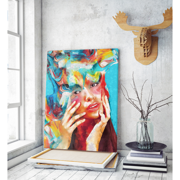 Πίνακας σε Καμβά : Colorful Lady Portrait