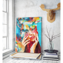 Πίνακας σε Καμβά : Colorful Lady Portrait