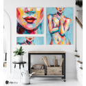 Σύνθεση Με Πίνακες Καμβάδες 105x70- 3 Τεμάχια - Abstract Lady