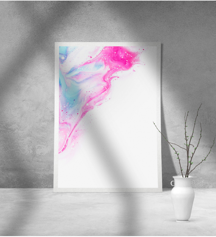 Εκτύπωση σε Αφίσα Χαρτί Abstract White Pink Blue Art