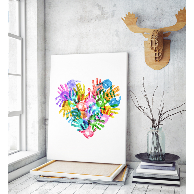 Πίνακας σε Καμβά : Colorful Hand Heart