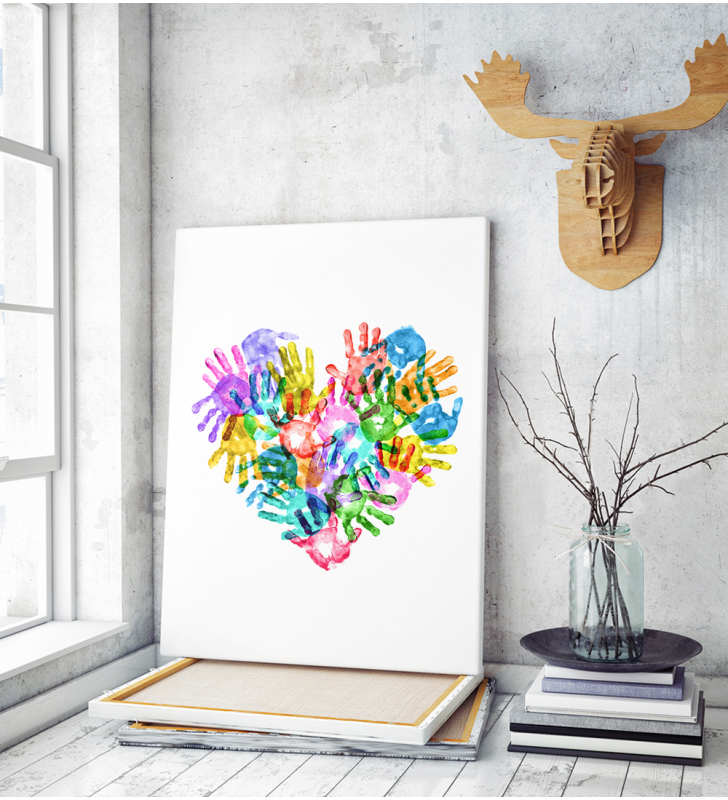 Πίνακας σε Καμβά : Colorful Hand Heart