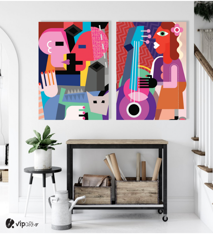 Σύνθεση με πίνακες Καμβάδες : Colorful Abstract Canvas  - 2 Τεμάχια 70x50
