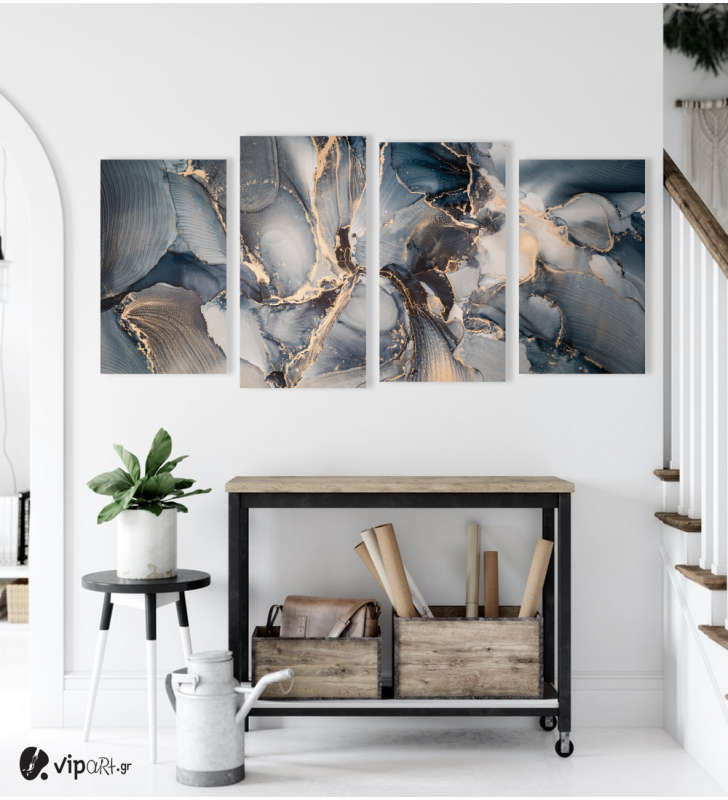 Πίνακας Καμβάς Τετράπτυχος Abstract Marble