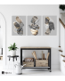 Σύνθεση Με Πίνακες Καμβάδες 70x50 - 3 Τεμάχια - Abstract Grey Gold Black synthesis
