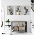Σύνθεση Με Πίνακες Καμβάδες 70x50 - 3 Τεμάχια - Abstract Grey Gold Black synthesis