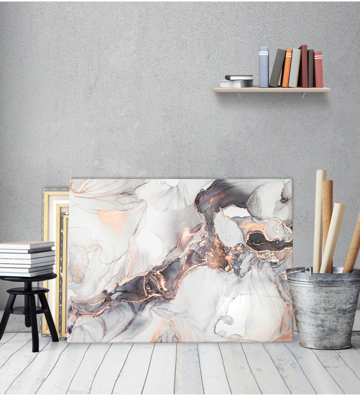 Πίνακας σε Καμβά :Abstract Marble with Pink Gold