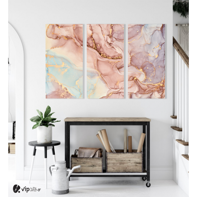 Μοντέρνος Τρίπτυχος Καμβάς Abstract Pink-Blue-Purple Tone Marble