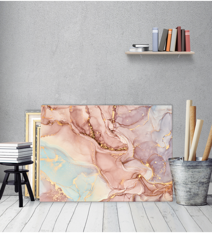 Πίνακας σε Καμβά : Abstract Pink-Blue-Purple Tone Marble