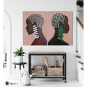 Σύνθεση με πίνακες Καμβάδες :African Woman Jewls  - 2 Τεμάχια 70x50