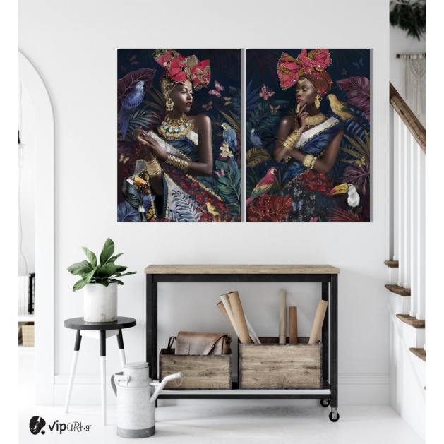 Σύνθεση με πίνακες Καμβάδες :African Tropical Portraits  - 2 Τεμάχια 70x50