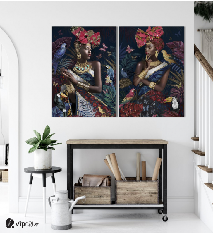 Σύνθεση με πίνακες Καμβάδες :African Tropical Portraits  - 2 Τεμάχια 70x50
