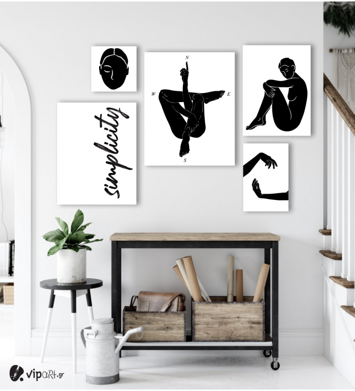 Σύνθεση Με Πίνακες Καμβάδες 95x75- 5 Τεμάχια - Simplicity