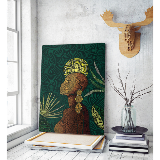 Πίνακας σε Καμβά : Abstract African Green and Yellow Tones