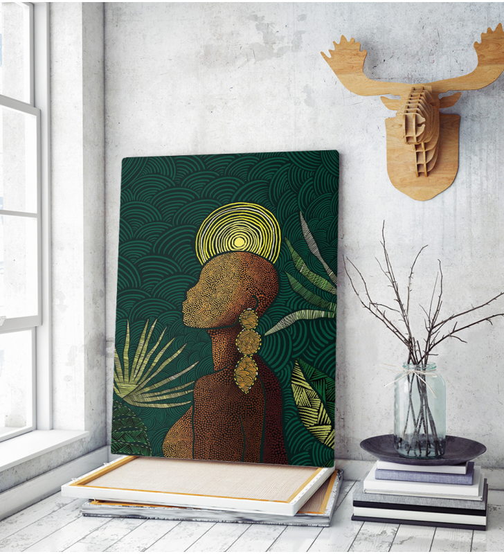 Πίνακας σε Καμβά : Abstract African Green and Yellow Tones