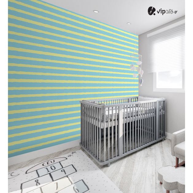 Αυτοκόλλητη Ταπετσαρία Τοίχου : Kids Yellow and Blue Stripes