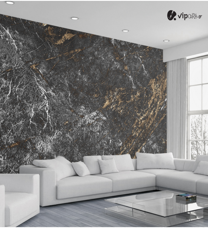 Αυτοκόλλητη Ταπετσαρία Τοίχου 3d : Texture with Gold and white