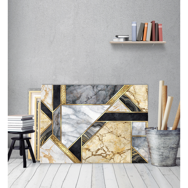 Πίνακας σε Καμβά : Marble with Gold and Black