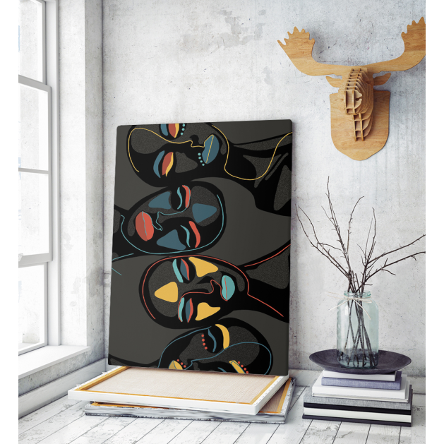Πίνακας σε Καμβά : colorful abstract faces