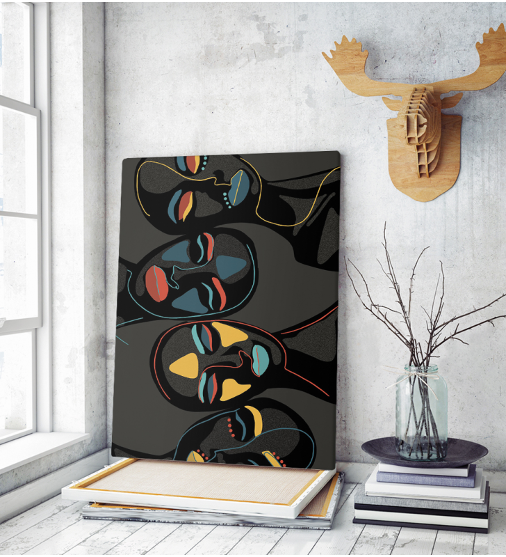 Πίνακας σε Καμβά : colorful abstract faces
