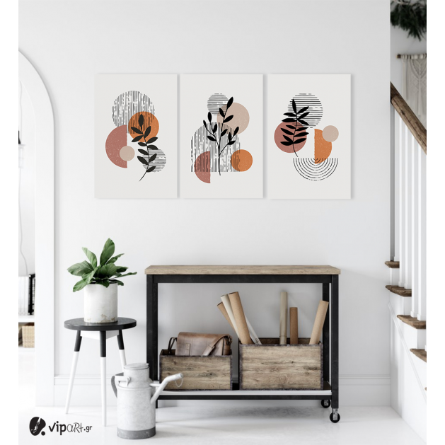 Σύνθεση Με Πίνακες Καμβάδες 60x40 - 3 Τεμάχια - Minimalistic Synthesis