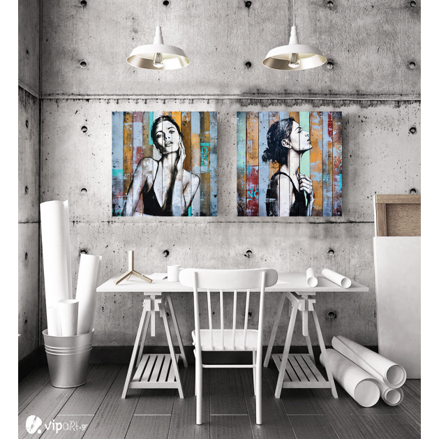 Σύνθεση Με Πίνακες Καμβάδες 60x60 - 2 Τεμάχια - Grafitti