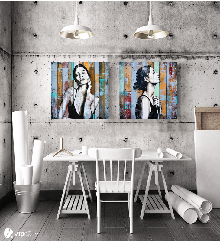 Σύνθεση Με Πίνακες Καμβάδες 60x60 - 2 Τεμάχια - Grafitti
