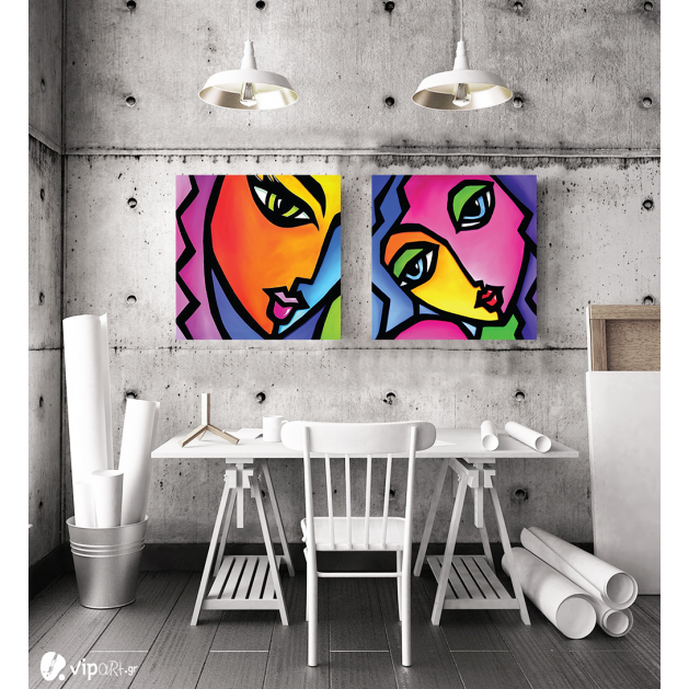 Σύνθεση Με Πίνακες Καμβάδες 60x60 - 2 Τεμάχια - Colors